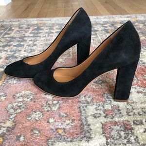 Classic J Crew Round Toe Black Suede Pumps